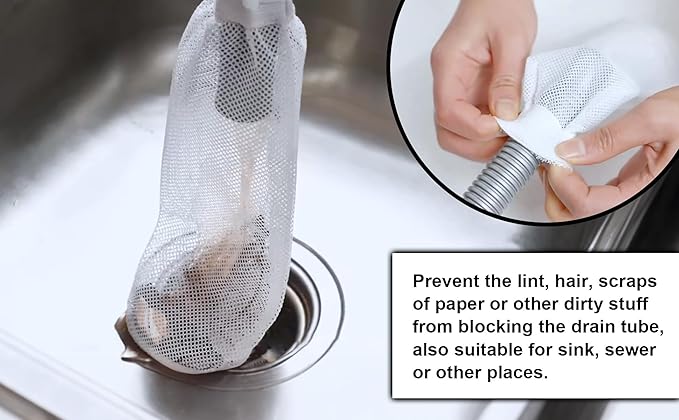 32-Piece Lint Trap and Cable Ties Set for Washing Machine, Includes 8 Nylon Mesh Lint Traps and 24 Cable Ties, Easy and Effective Lint Filtration (White)