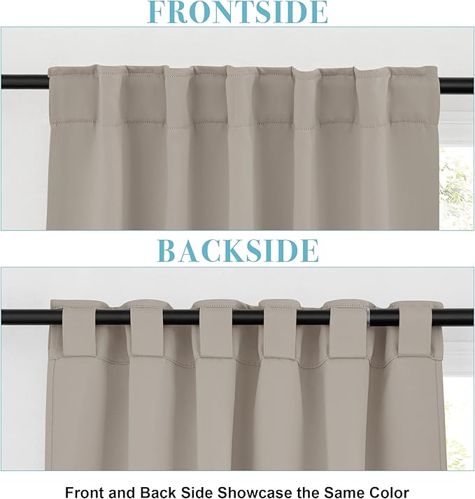 RYB HOME Blackout Curtains 80 inches Long Thermal Insulating Large Window Curtains for Living Room Sliding Glass Door Dining Home Office Backdrop, Sand, W 42 x L 80 per Panel, 2 Panels