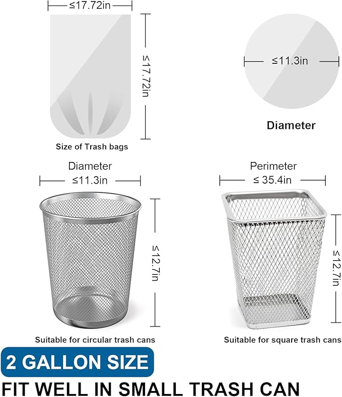 2 Gallon Trash Bags Drawstring 0.96 Mil - 120 Count Small Garbage Bags Unscented,White Mini Trash Can Liners Strong Little Waste Basket Bags 7.5 Liter for Home Bathroom Office Car