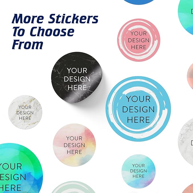 100 Custom Vinyl Stickers - Upload Your own Image, Text, Design, Logo - Personalized Logo Labels for Handmade, Packaging, Bottle, Jars, Candle, Brand Stickers (Blue Swirls, 6x6)
