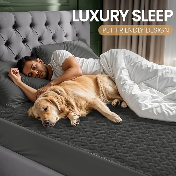 Utopia Bedding Waterproof Mattress Protector Twin Size (Gray), Premium 3D Air Soft Fabric Mattress Cover, Fits 15 Inches Deep, Breathable, Fitted Style with Stretchable Pockets