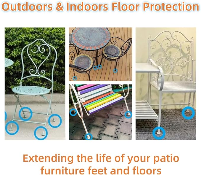 Wrought Iron Patio Furniture Feet Caps - Furnigear 1.33" Round Plastic Outdoor Chair Leg Caps, Floor Protectors for Metal Chairs & Tables, Patio Furniture Replacement Rubber Feet (24 Pack, White)
