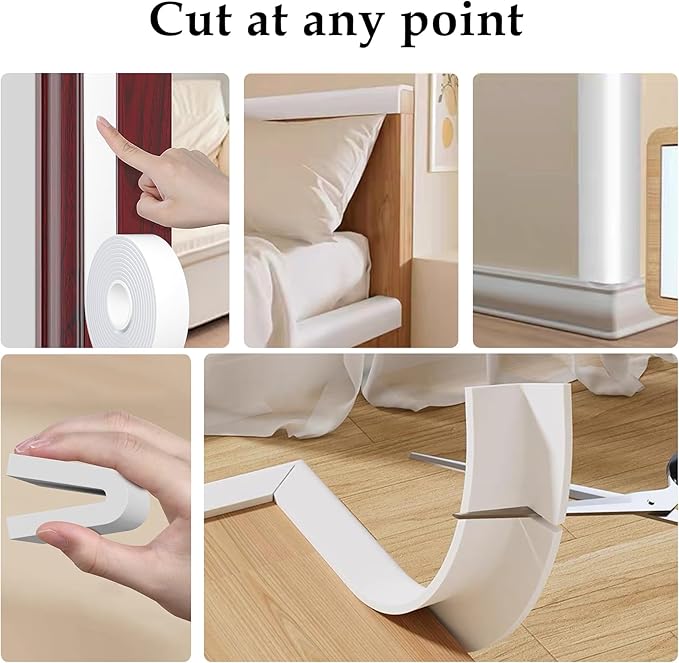 Weather Stripping Door Seal White,Self Adhesive Foam Tape,Window Insulation Weatherproof Gasket Tape for Doors and Windows,1.18 Inch Wide X 1/4 Inch Thick,Total 16.4 Feet Long