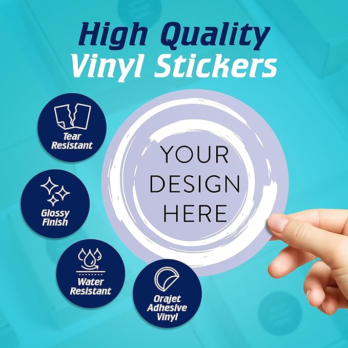 100 Custom Vinyl Stickers - Upload Your own Image, Text, Design, Logo - Personalized Logo Labels for Handmade, Packaging, Bottle, Jars, Candle, Brand Stickers (Lavender Swirls, 6x6)