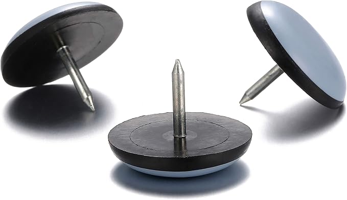 1" Nail on Furniture Sliders (24 Pack) - Furnigear Heavy Duty PTFE (Teflon) Chair Sliders Glides Wooden Furniture Movers Move Your Furniture Easily & Safety - Best Chair Leg Floor Protectors