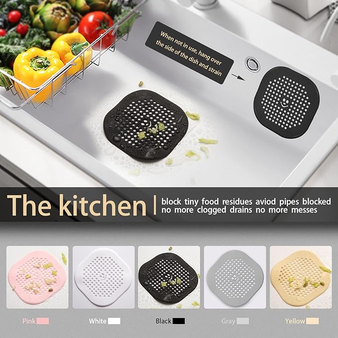 2 Pack Drain Cover Hair Catcher Drain Plug Hair Stopper Drain Protector for Shower Bathroom Accessories Bathtub Deep Grey