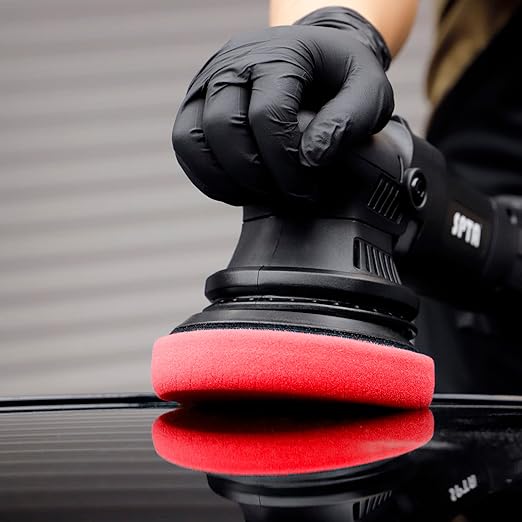 Red Finish Polishing Pads, Buffing Pads, SPTA 3Pcs 6.5 Inch Face for 6 Inch 150mm Backing Plate Compound Buffing Sponge Pads for Car Buffer Polisher Compounding, Polishing and Waxing -X00224R6B3