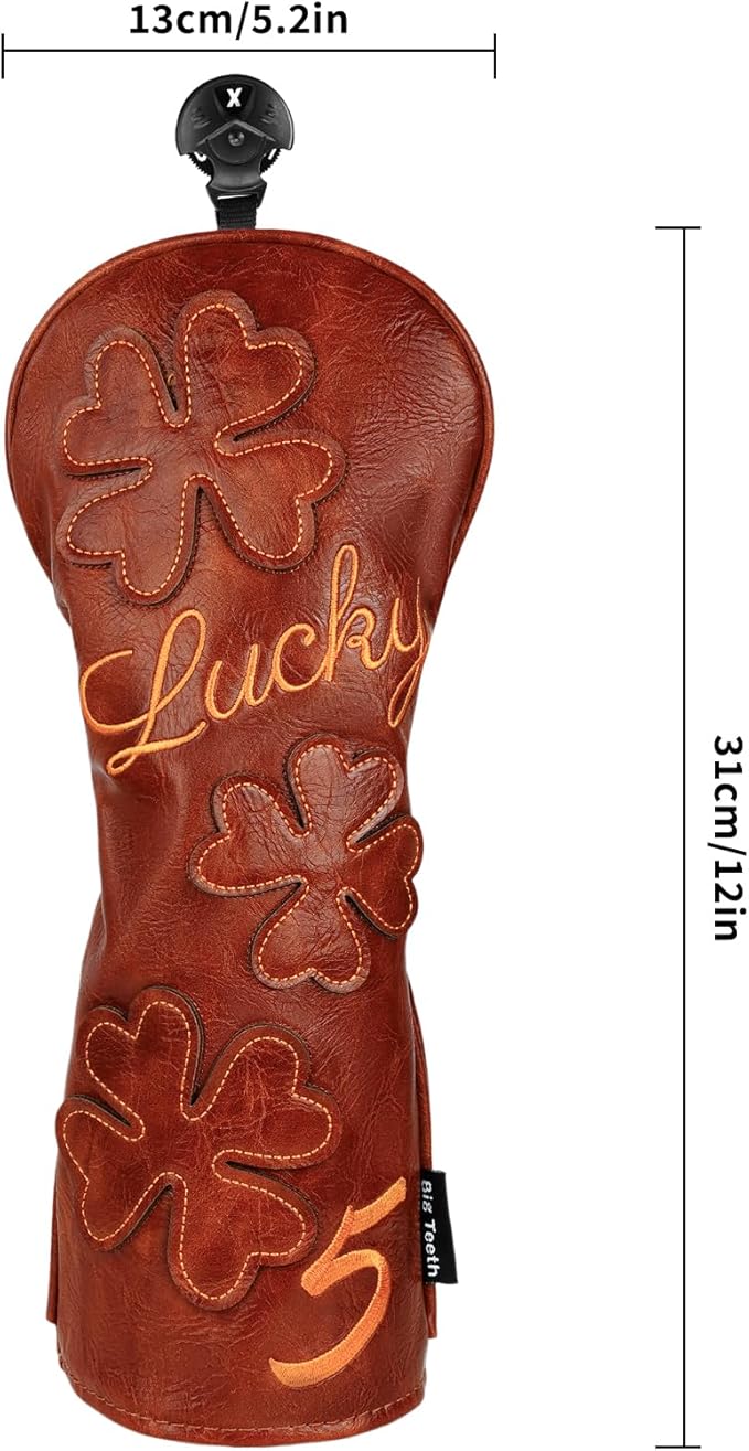 Golf Headcovers Golf Club Head Covers Four Leaf Clover Good Luck Charm - Clover Style Premium Leather Driver Fairway(FW) Wood Hybrid(UT) with Number Tags