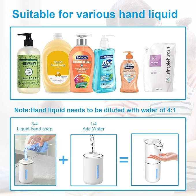 Automatic Liquid Soap Dispenser Bathroom Kitchen Dish Liquid Body Shampoo Shower Gel Hand Free Liquid Wall Mount Touchless Soap Dispenser 380ml Auto Liquid Dispenser Sylfu