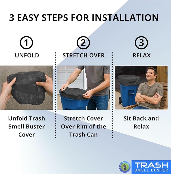 Outdoor Trash Can Cover Odor Eliminating Bag with Elastic Band Lemon Scented Durable 64 Gallon 3 Pack
