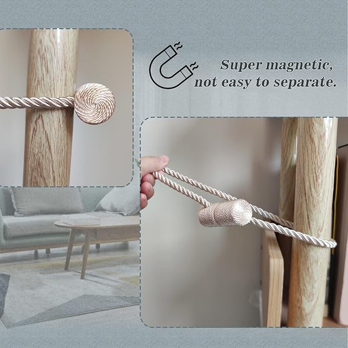 Hion Magnetic Curtain Tiebacks Dark Brown 2pcs, Curtain Tiebacks Buckles Holdbacks Holders Hooks Clip for Home Bedroom Office Decorative Curtain