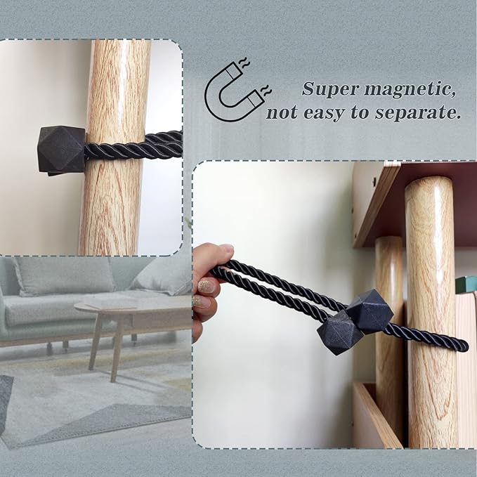 Hion Magnetic Curtain Tiebacks Golden 6 Pack, Curtain Tiebacks Buckles Holdbacks Holders Hooks Clip for Home Bedroom Office Decorative Thick or Thin Curtain