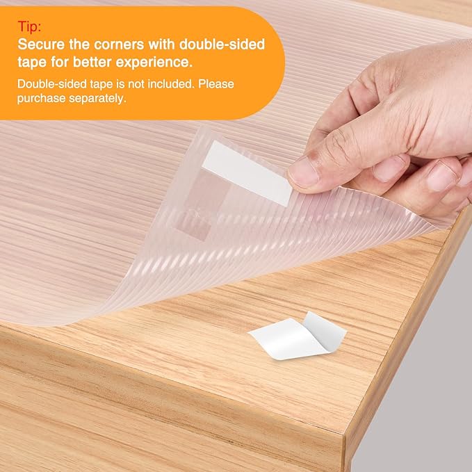 Glotoch Non Adhesive Shelf Liners for Kitchen Cabinets Clear 12"X60",Waterproof and Durable Drawer Liners,Fridge Table Place Mats for Cupboard, Cabinet.
