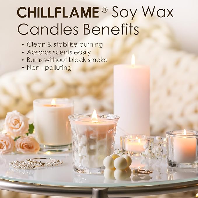 CHILLFLAME Soy Wax Flakes, Natural Candle Wax, Organic Soy Wax for Candle Making from Farm, No Harmless, Additives, and Pure (2 lb)