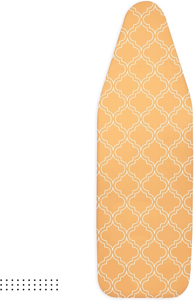 Encasa XO Ironing Board Cover and Pad 54"x15" - Thick 3mm Felt Padding, Drawstring Tightening & Lock, Easy Fit, Scorch & Stain Resistant, Fits Standard Large Ironing Board - Peach Tiles