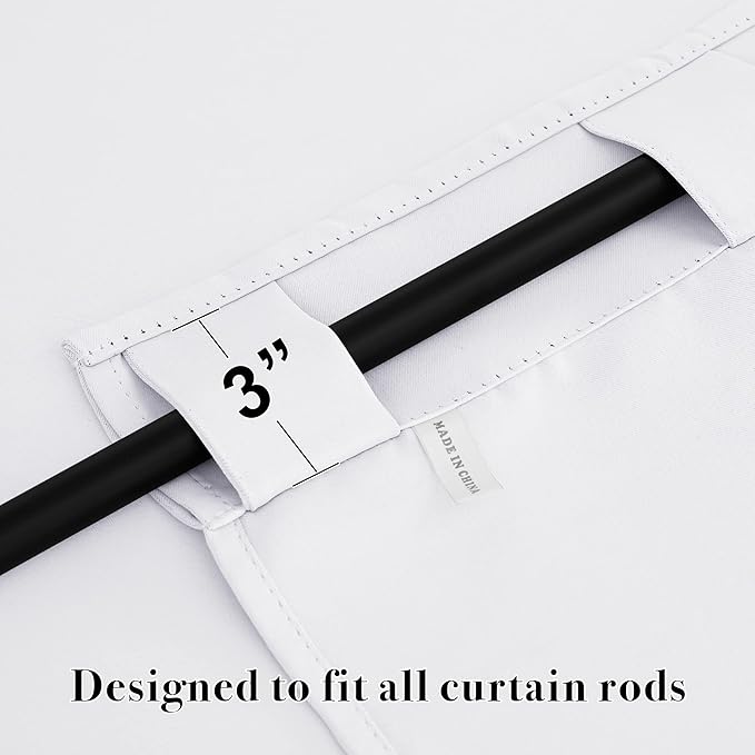 RYB HOME Room Darkening Curtains Window Shades, Privacy Bedroom Curtains Sunlight Block Drapes for Living Room/Studio Backdrop, W 42 x L 72 inch, Pure White, 1 Pair