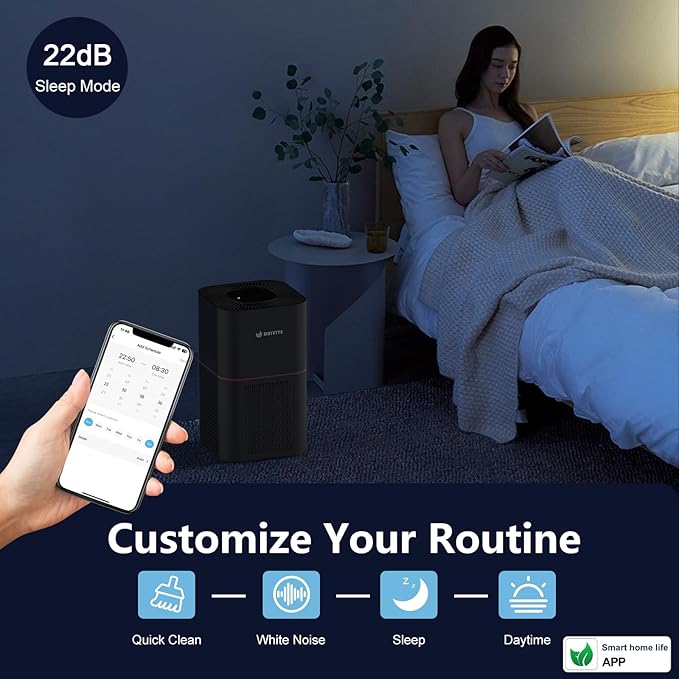 Dayette Air Purifiers for Home Bedroom Up to 2200 Sq Ft，H14 True HEPA Filter Smart WIFI Air Purifiers for Large Room,APP & Alexa Control Air Cleaner with for Allergies Pet Dander Smoke Dust