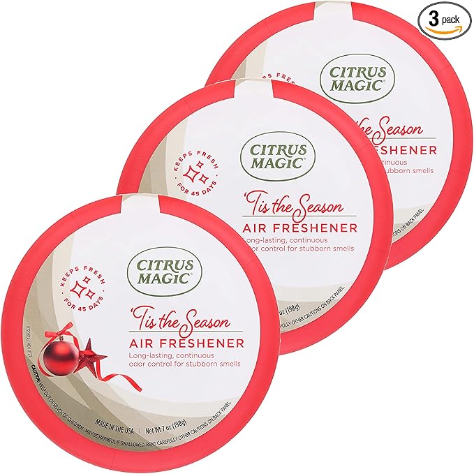 Citrus Magic Holiday Odor Absorbing Solid Air Freshener, 'Tis the Season, 7-Ounce, Pack of 3