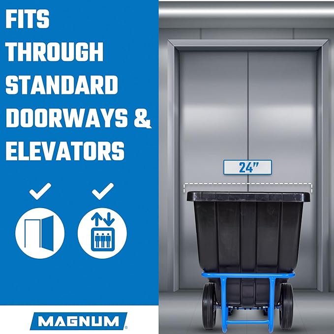 Tilt Truck, 1/2 Cu. Yd. Capacity Dump Cart with Heavy Duty 12” Wheels & 5” Casters & Forklift-able Frame for Jobsites, 850 lbs, Trash Cart with Wheels DUC12T-F
