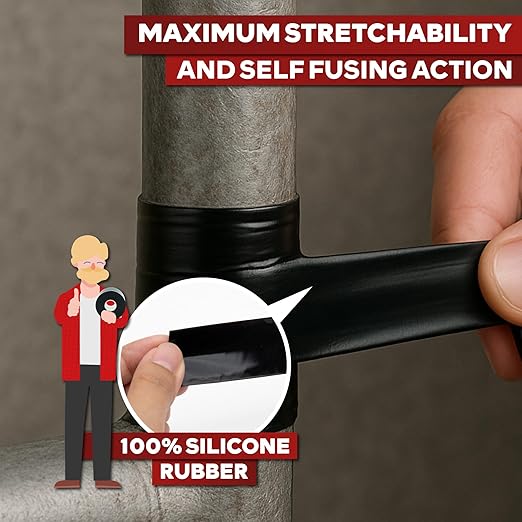 XFasten Self Fusing Silicone Tape Waterproof Black – 1" x 36 Feet (3-Pack 108ft), Self Amalgamating Tape, Silicone Rubber for Plumbing, Sealing Pipes, Hose Repair, Outdoor Coax and Electrical Cables