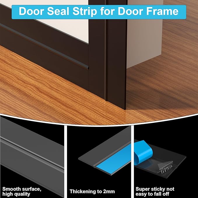 Weather Stripping Door Seal, Silicone Strip for Frame and Gaps Draft Stopper,Glass Shower Door Sweep, Black, 20 Feet x 3 Inch