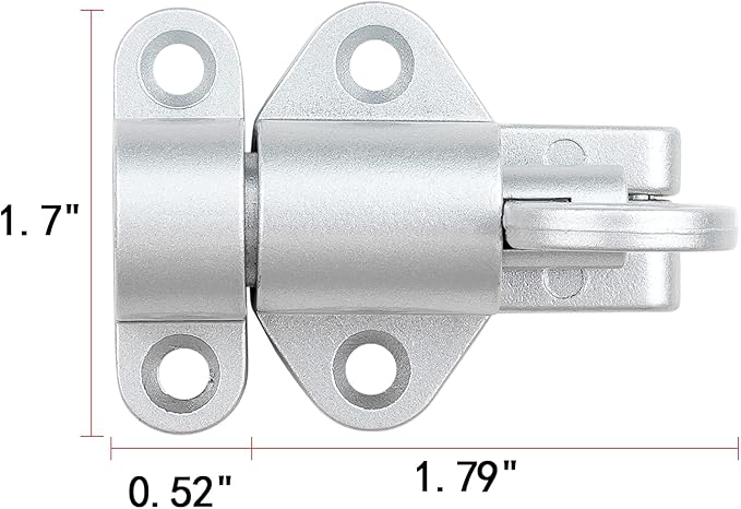 4 Packs Self-Closing Latches，Silver Gray Spring Door Lock，Resilient Bolt Latch Aluminum Alloy Safety Automatic Spring Barrel Slide Door Lock with Screws,Used for Gate,Window and Cabinet etc