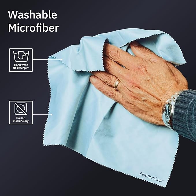 Elite Screens Microfiber Cleaning Cloth for Glasses - 12 x 12 in, Blue, 8-Pack - Lens & Screen Cleaning Cloth for Eyeglasses, Sunglasses & Electronics