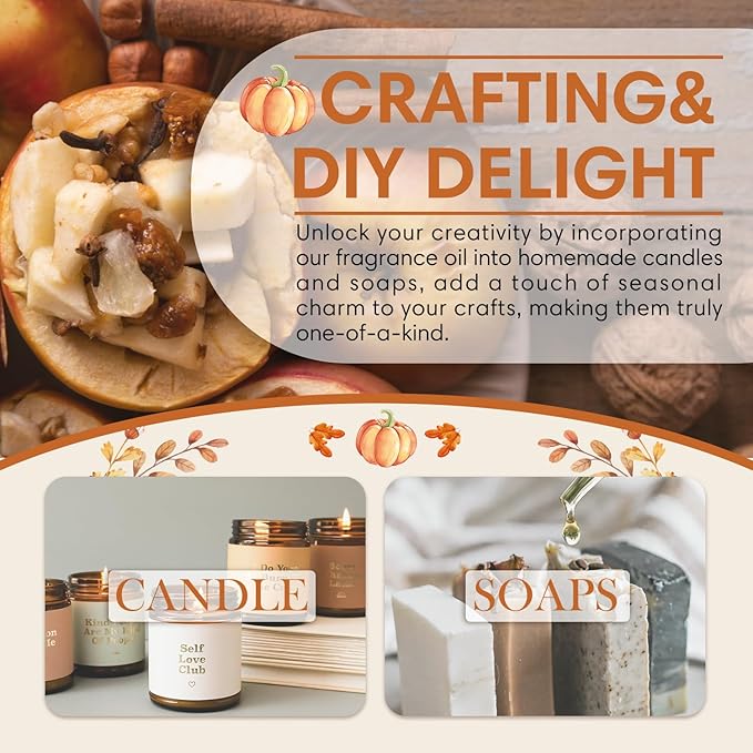 SALKING Apple Cinnamon Fragrance Oil, 120ml (4 Fl Oz) Premium Essential Oils for Diffuser, Candle Scents for Candle Making, Soap Making Supplies, Autumn Diffuser Oil, Halloween Thanksgiving Gift