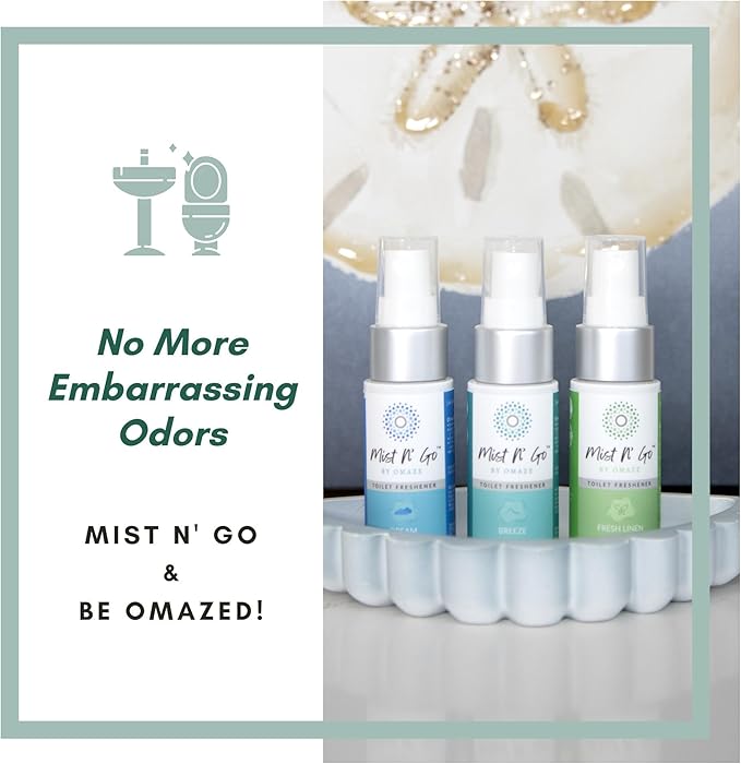 Mist N’ Go by Omaze Travel Bathroom Spray for Toilet Spray Odor Eliminator - Travel Toilet Spray for Bathroom Air Freshener Spray for Bathroom Deodorizer - Dream Travel Size (1oz x3)