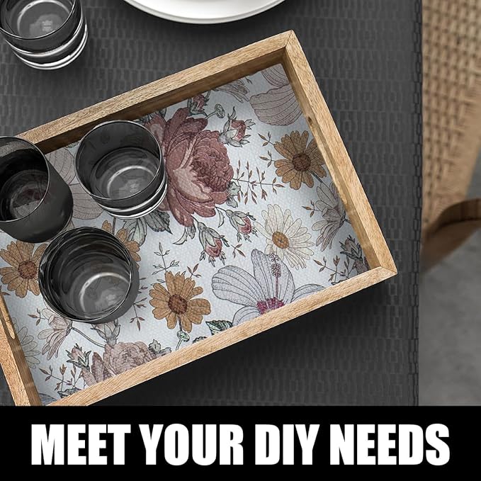 Floral Drawer Shelf Liners, 16IN x 10FT Non Adhesive and Strong Non-Slip Cabinet Drawer Shelf Liners for Kitchen Wire Fridge, Waterproof Shelf Liner,Easy to Clean