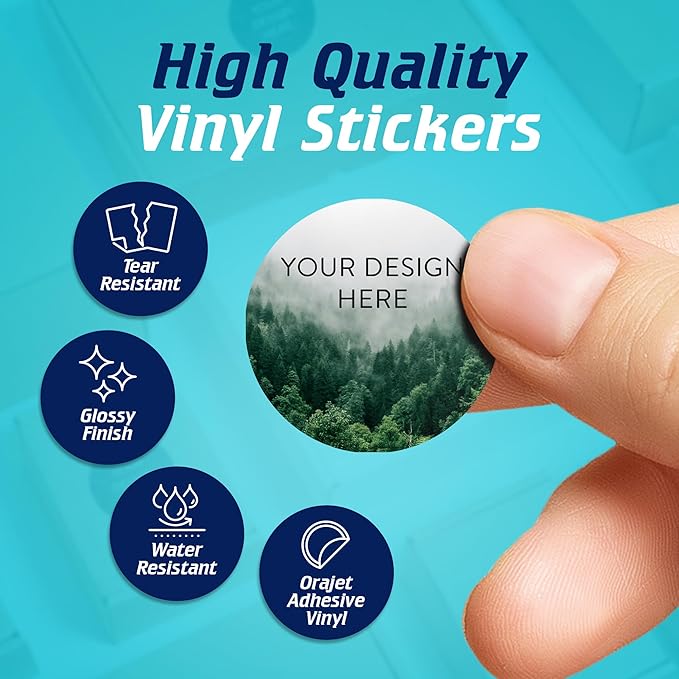 100 Custom Vinyl Stickers - Upload Your own Image, Text, Design, Logo - Personalized Logo Labels for Handmade, Packaging, Bottle, Jars, Candle, Brand Stickers (Foggy Valley, 1x1)