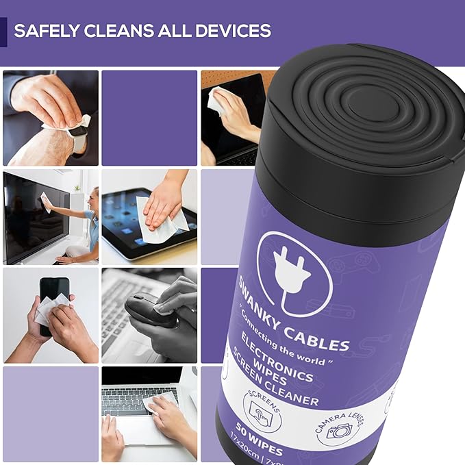 Screen Cleaner Wipes: Electronic Wipes for Screens - Computer Screen Wipes for Lens, Phone, Tv Screen and Monitor Cleaning - Tech Wipes & Microfiber Cloth (Canister, 300 Count)
