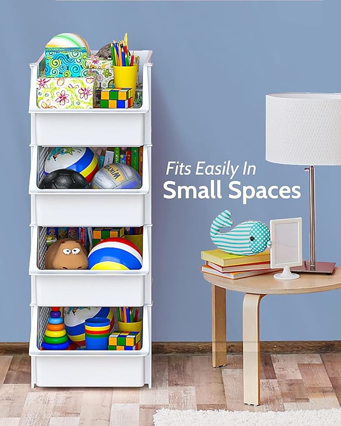 Skywin Plastic Stackable Storage Bins for Pantry - Stackable Bins for Organizing Food, Kitchen, and Bathroom Essentials (White - 50 Pack)