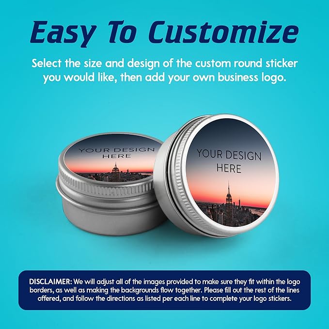 100 Custom Vinyl Stickers - Upload Your own Image, Text, Design, Logo - Personalized Logo Labels for Handmade, Packaging, Bottle, Jars, Candle, Brand Stickers (City, 4x4)