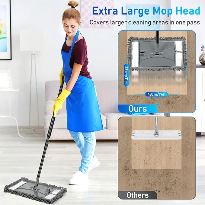 Wall Cleaner Mop with Long Handle, Wall Dust Cleaning Mop for Washing Walls with 2 Microfiber Reusable Pads,Floor Dry Wet Dust Mops for Wall Washer, Floor,Ceiling Cleaner