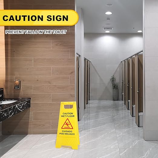 Macarrie 12 Pack Caution Wet Floor Sign Wet Floor Double Sided Cuidado Piso Mojado Foldable Bilingual Alert Sign for Commercial Use Indoors Outdoors, 11.5 x 23.62 Inches(Classic Style)
