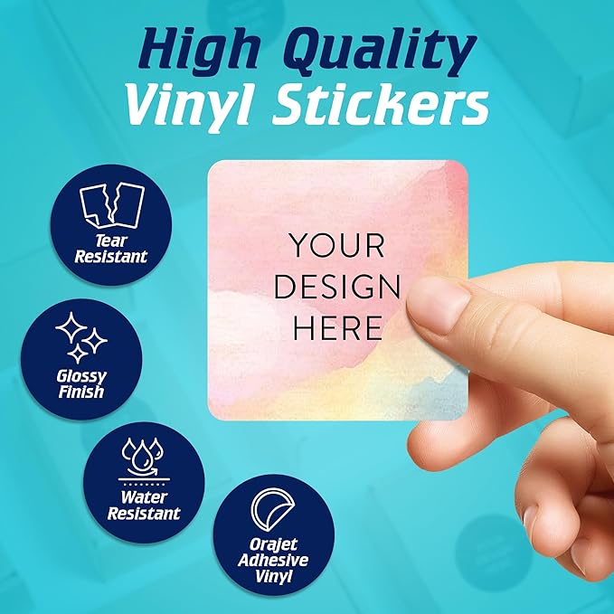 100 Custom Vinyl Stickers - Upload Your own Image, Text, Design, Logo - Personalized Logo Labels for Handmade, Packaging, Bottle, Jars, Candle, Brand Stickers (Watercolor Square, 2x2)