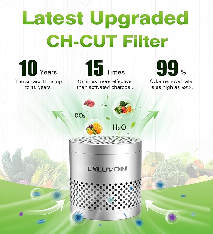 Fridge Deodorizer, Lasts for 10 Years Refrigerator Deodorizer Odor Eliminator,Travel Size Air Purifiers, More Effective Than Baking Soda Bamboo Charcoal Air Purifying Bag, Silver