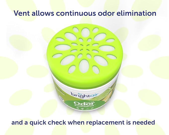 Bright Air 14 oz. Super Odor Eliminator, For Medium-Size Spaces, Zesty Lemon & Lime Scent, Case of 6, Air Freshener, Natural Essential Oils, Lasts Up to 90 Days Each
