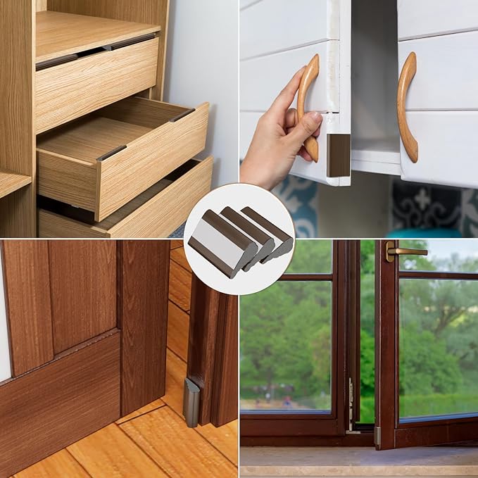 Wedge-Shape Window Weather Stripping Door Frame Seal Strip 118” Brown,Upgrade Black Foam,Soundproofing,Draft Stopper,Winter Insulation,Noise Blocker, Gap Filler for Exterior Front Door Side