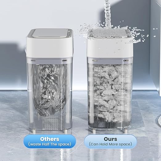Bathroom Trash Can with Lid: 2.3 Gal Small Slim Motion Sensor Wastebasket, Bag Expansion, Wall Mounted, Automatic, Touchless, Narrow Design for Bathroom, Kitchen and Office, Waterproof