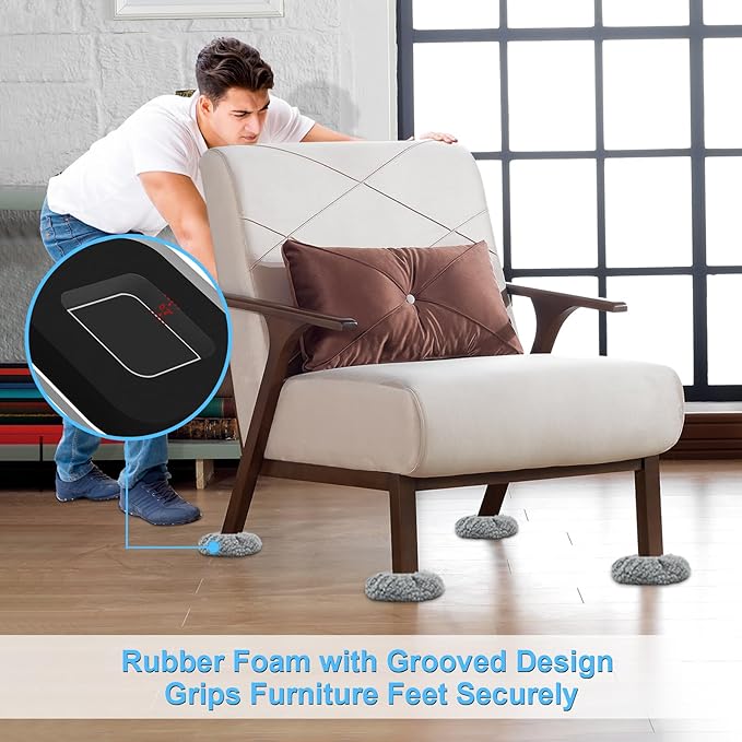 New Upgrade Furniture Sliders, Multi-Surface 3-in-1 Furniture Movers Sliders, Heavy Moving Pads with 8PCS 4.3" Carpet Sliders+4PCS Hard Floor Socks+1 Lifter, Protect Floor and Easily Move Furniture