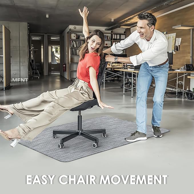 Kuyal Office Chair Mat for Hardwood Floor, 36" x 48" Heavy Duty Desk Chair Mat for Office & Home, Anti Slip, Non-Curve Computer Chair Protector Mat, Light Gray