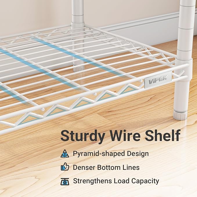 VIPEK V40 Plus Extra Large Clothes Rack Heavy Duty Clothing Rack for Hanging Clothes, Multi-Functional Closet Organizer System Freestanding Wardrobe Closet for Bedroom, Max Load 1300lbs, White