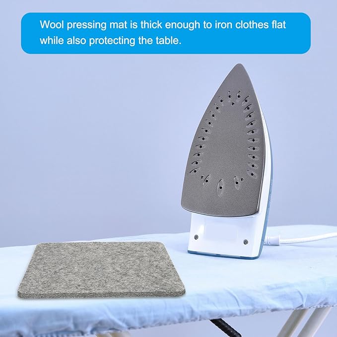 PATIKIL Wool Pressing Mat, 14" x 12" Wool Ironing Pad Blanket 0.5" Thickened Heat Resistant Quilting Ironing Pad for Quilters Sewing Craft, Grey