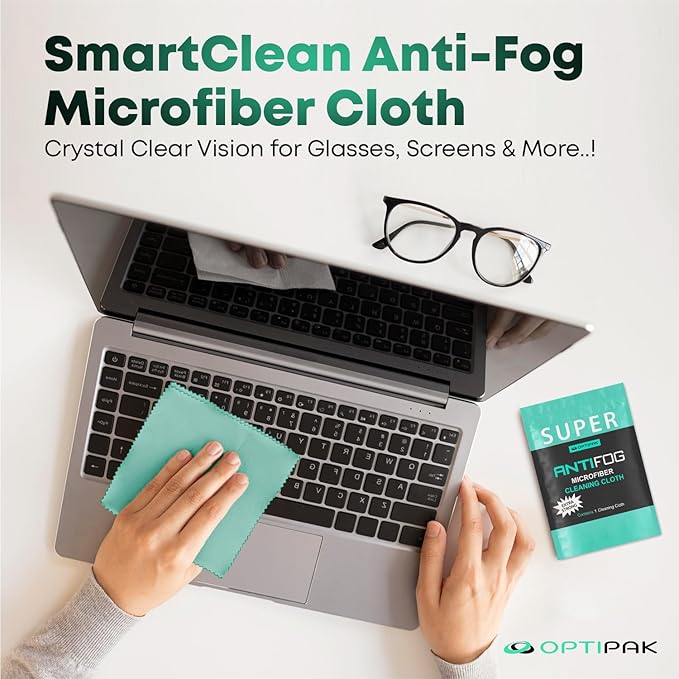 Anti Fog Microfiber Cleaning Cloth for Glasses | Individually Wrapped Microfiber Lens Cleaning Cloth for Eyeglasses, Lenses, Binoculars, Face Shields, Ski Masks or Swim Goggles (1 Count)
