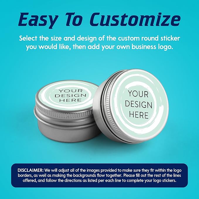 100 Custom Vinyl Stickers - Upload Your own Image, Text, Design, Logo - Personalized Logo Labels for Handmade, Packaging, Bottle, Jars, Candle, Brand Stickers (Mint, 1.5x1.5)