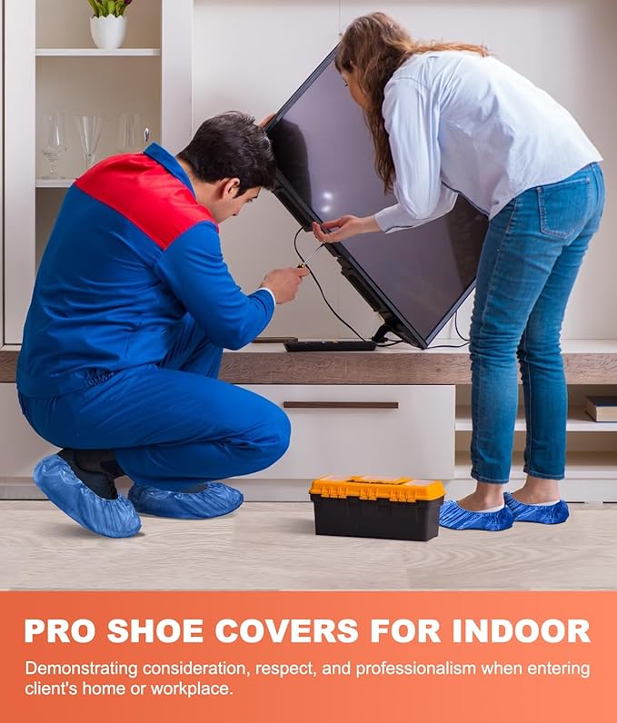 Shoe Covers Disposable Non Slip - 70‑Pack Compact Tear‑Off Roll, Waterproof CPE Boot Covers,Disposable Shoe Covers, Shoe Booties for Indoor Use, Home Cleaning, Real Estate (One Size Fits Most)