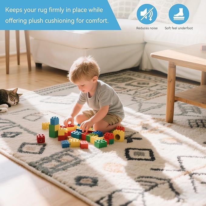 Warmstar 4x6 FT Non Slip Rug Pad,100% Waterproof Felt Rug Pad for Hardwood Floors,1/8” Thick Soft Carpet Pad with Natural Rubber Backing,Secure Grip & Floor Protection