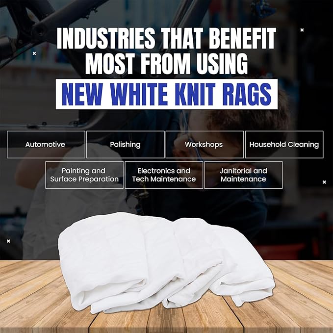Premium White T-Shirt Cleaning Rags (2 lbs. Bag) – White Cotton Rags for Cleaning, Staining, Painting, Oil, Grease & Dust Removal – Shop Rags Bulk for Multipurpose use